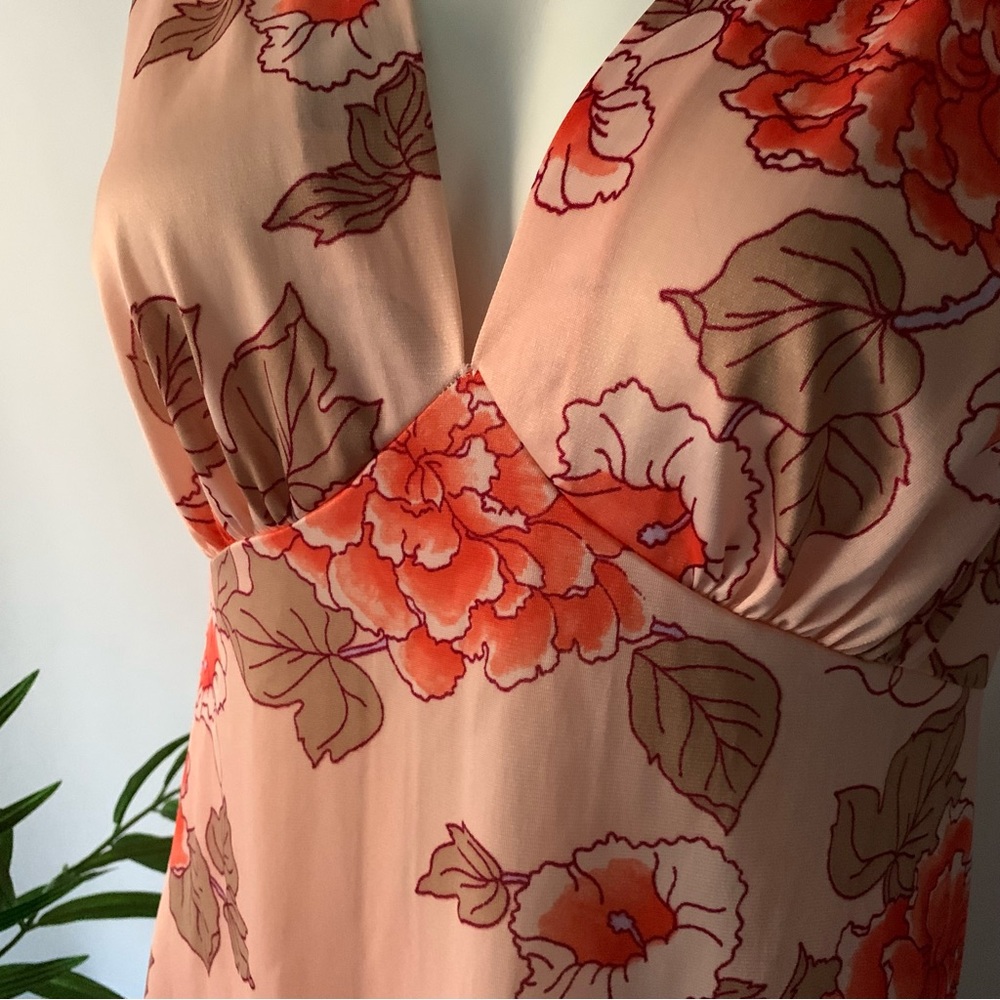 v i n t a g e :: Set Floral Long Satin Nylon Peignoir Slip Dress Robe - Picture 13 of 16